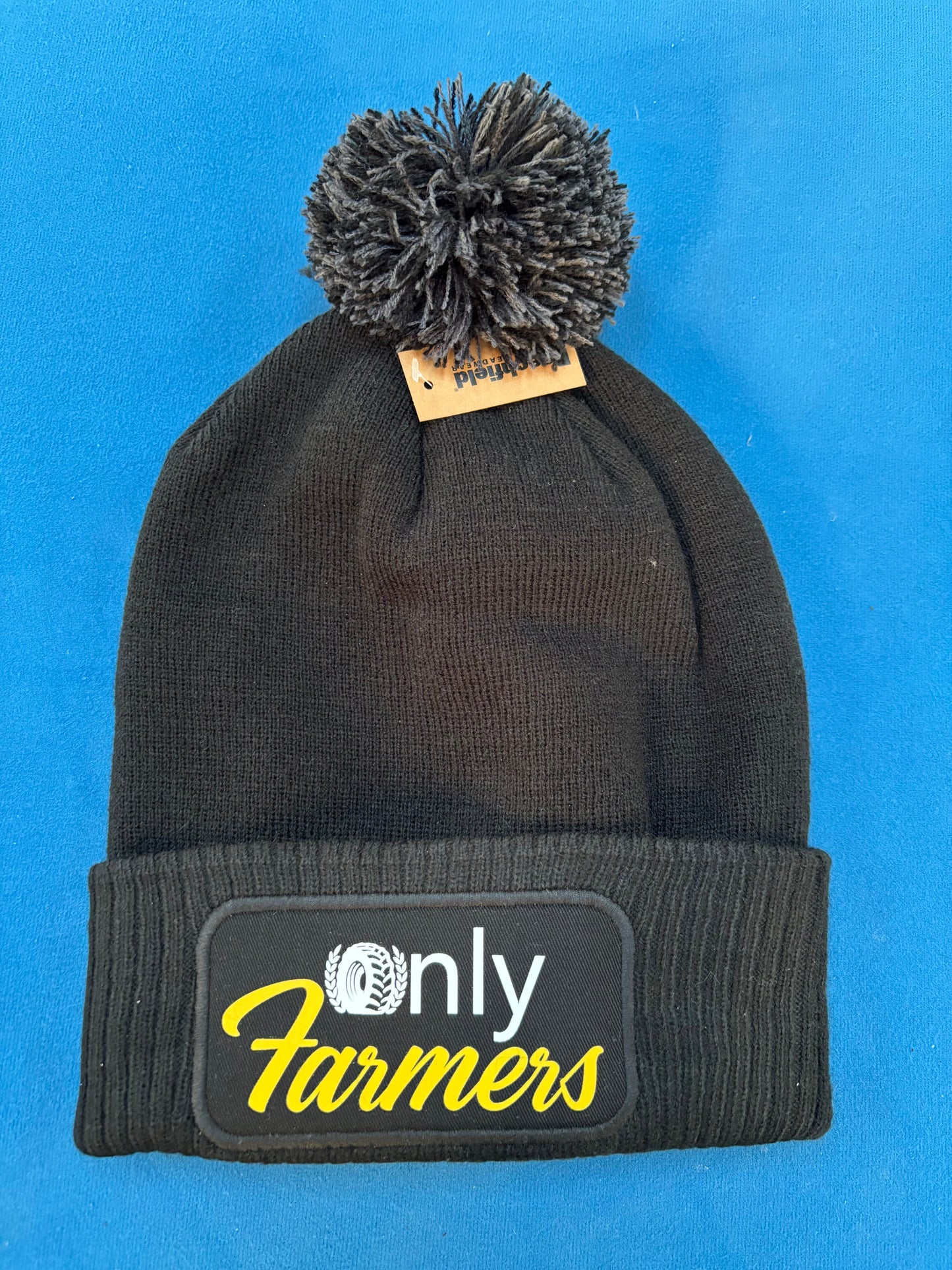 'Only Farmers' Pom Pom Beanie with optional colour logo